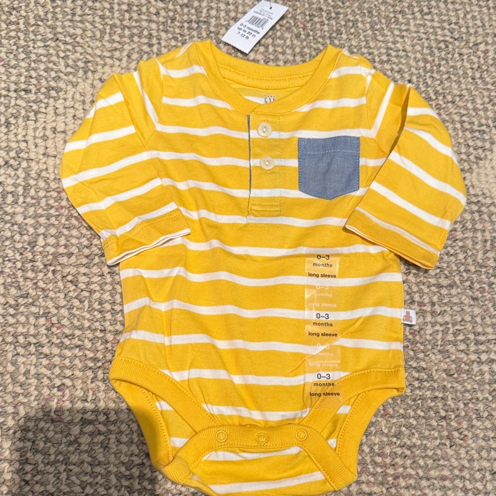 Gap Striped Yellow Baby One-Piece with Chest Pocket